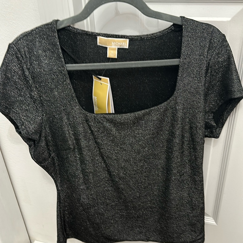 NWT Michael Kors silver black top size xl
